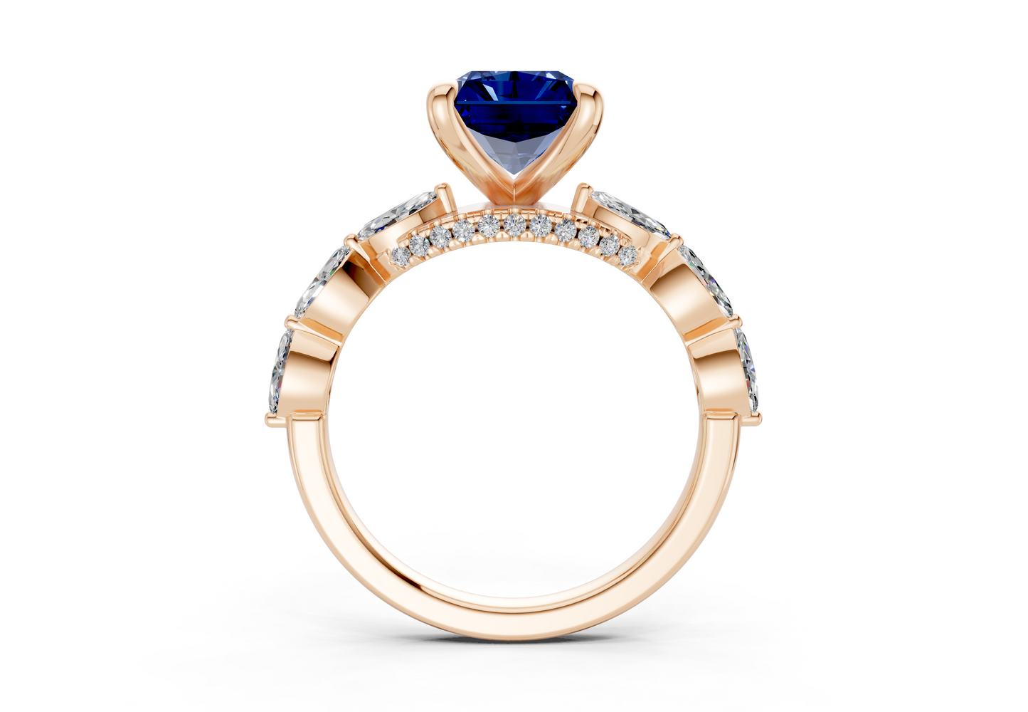 Liana Sapphire Gemstone Accent Radiant Cut 2mm Engagement Ring