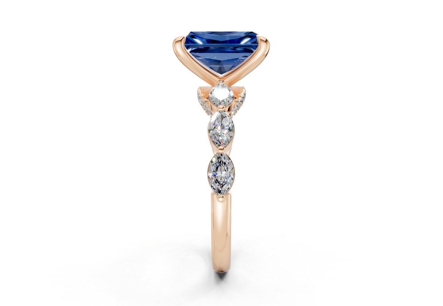 Liana Sapphire Gemstone Accent Radiant Cut 2mm Engagement Ring
