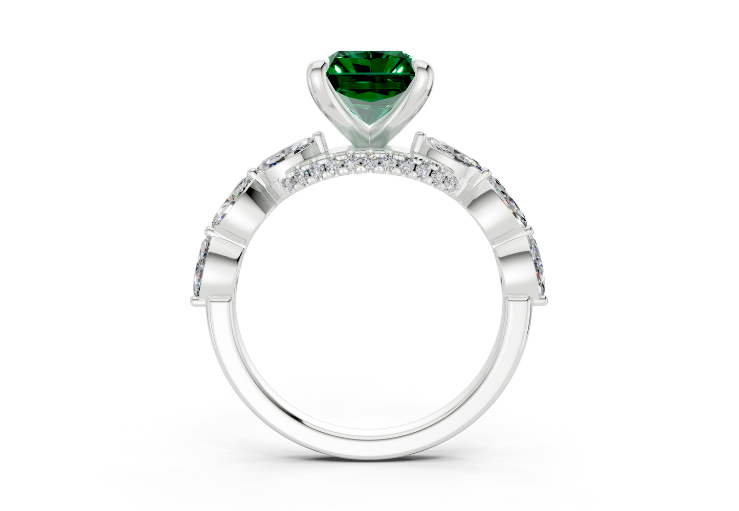 Liana Emerald Gemstone Accent Radiant Cut 2mm Engagement Ring