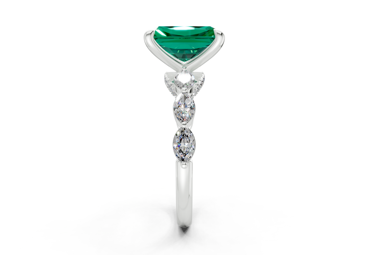 Liana Emerald Gemstone Accent Radiant Cut 2mm Engagement Ring