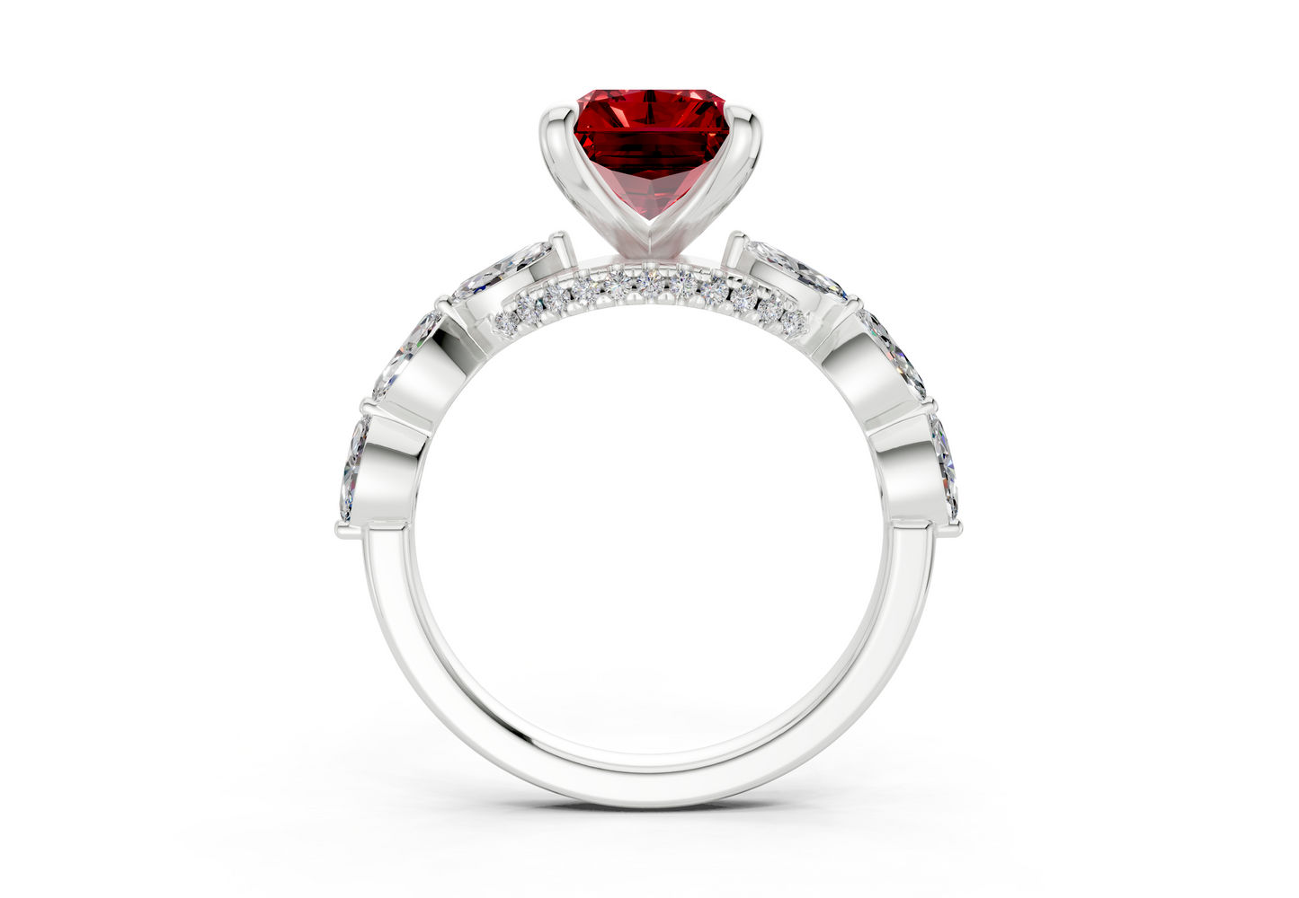 Liana Ruby Gemstone Accent Radiant Cut 2mm Engagement Ring