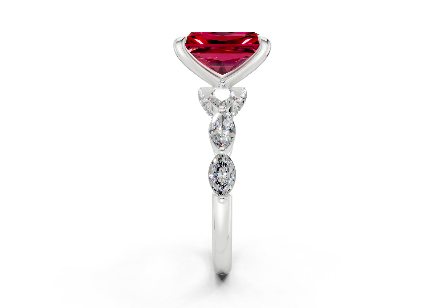 Liana Ruby Gemstone Accent Radiant Cut 2mm Engagement Ring