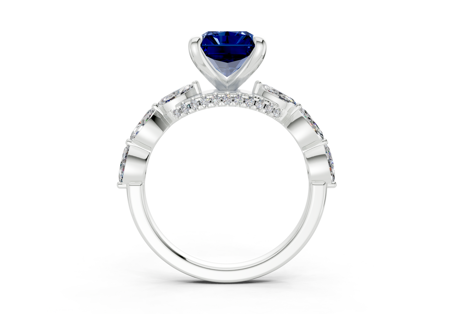 Liana Sapphire Gemstone Accent Radiant Cut 2mm Engagement Ring