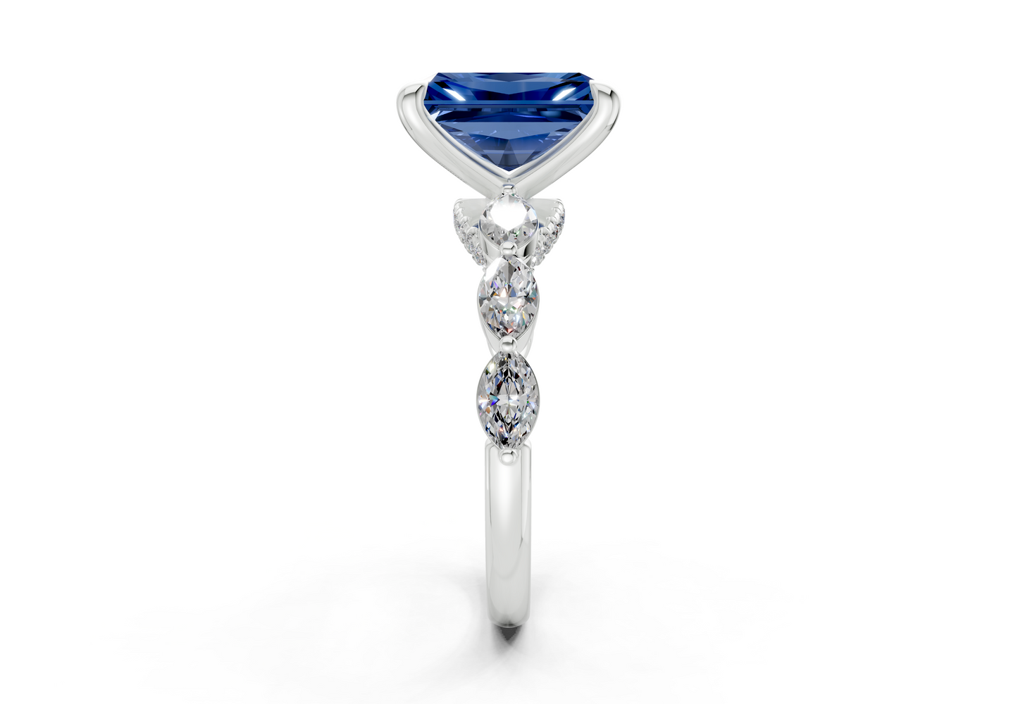 Liana Sapphire Gemstone Accent Radiant Cut 2mm Engagement Ring