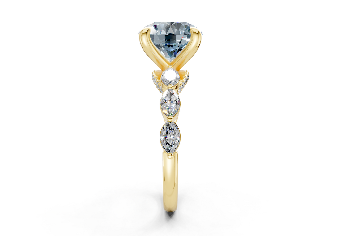 Liana Blue Diamond Accent Round Cut 2mm Engagement Ring