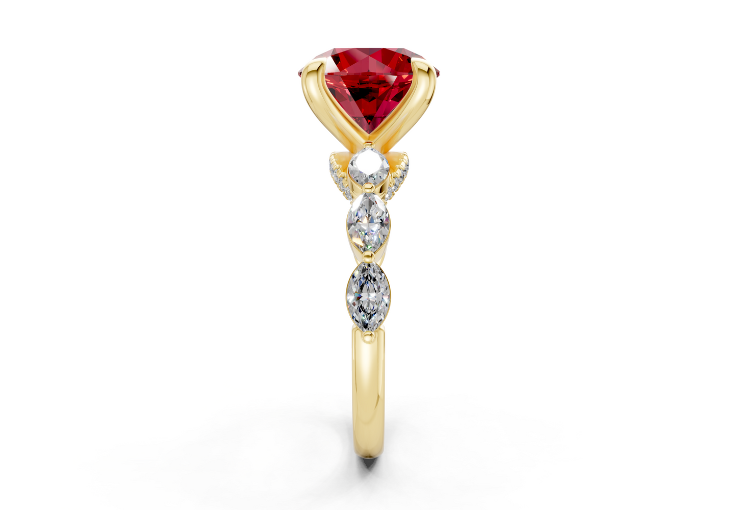 Liana Ruby Gemstone Accent Round Cut 2mm Engagement Ring