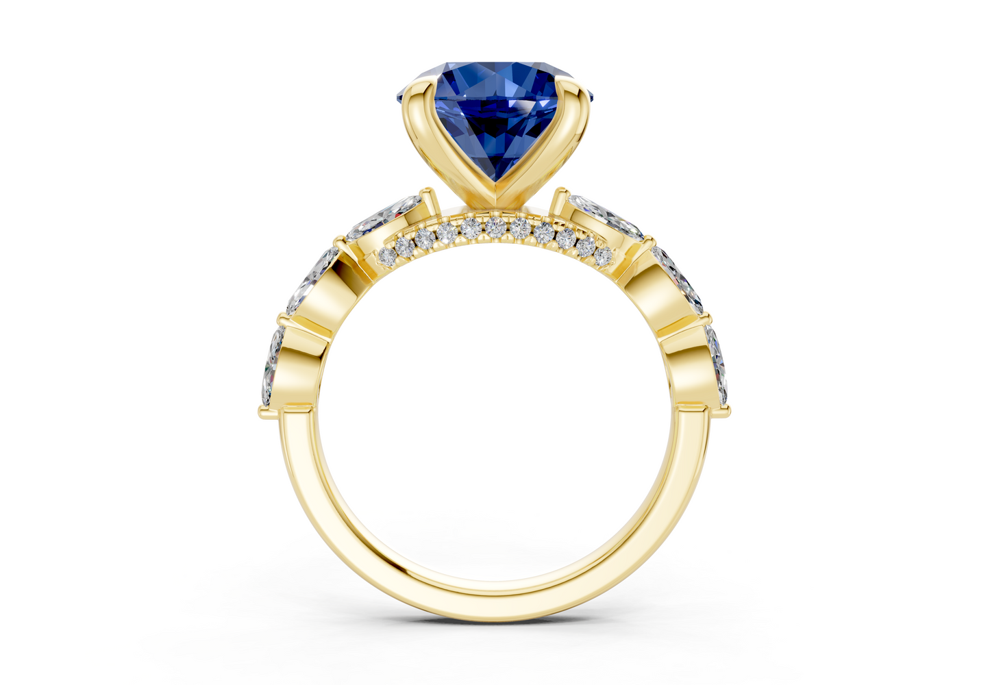 Liana Sapphire Gemstone Accent Round Cut 2mm Engagement Ring