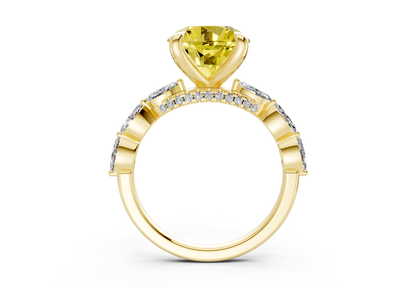 Liana Yellow Diamond Accent Round Cut 2mm Engagement Ring
