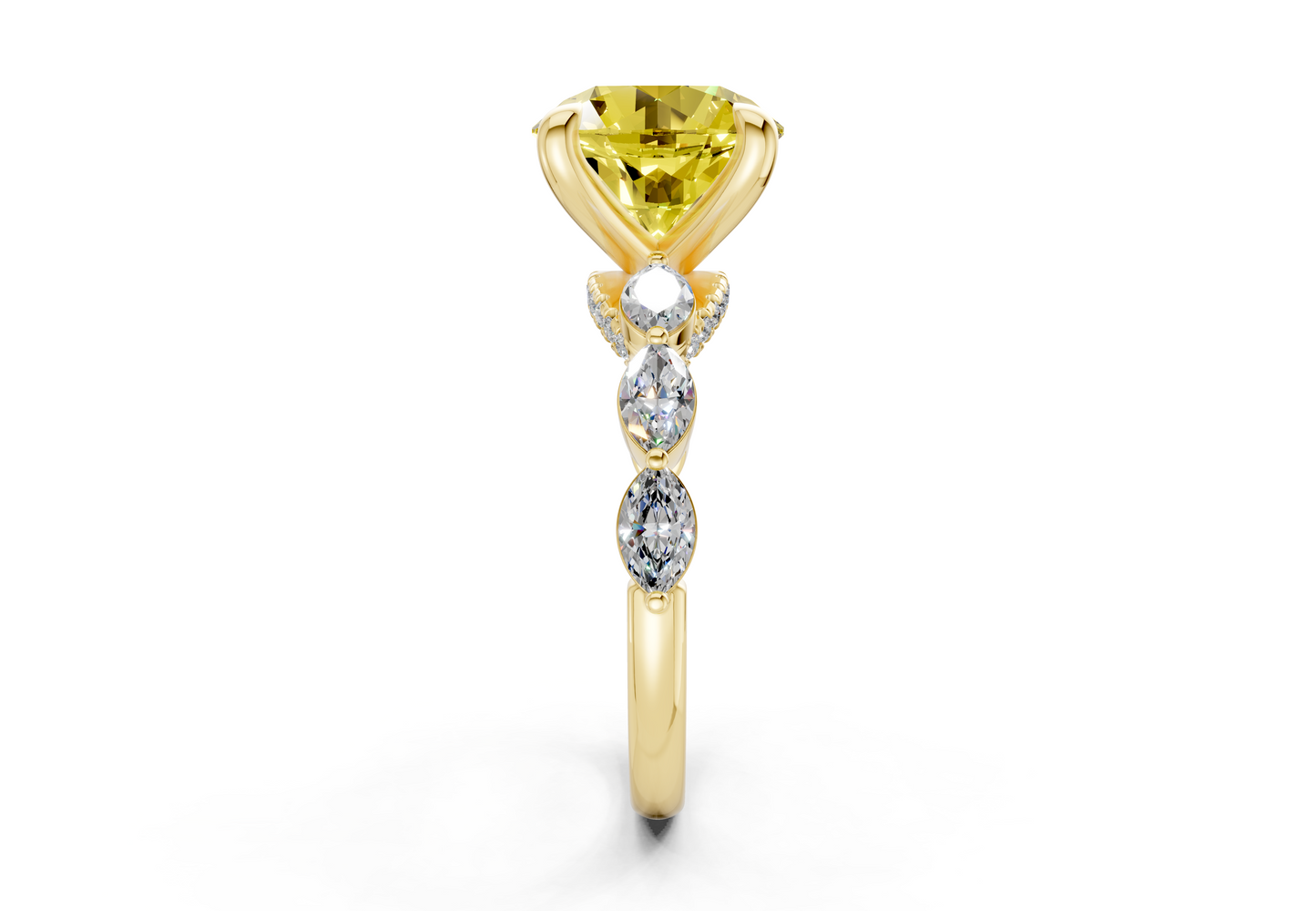 Liana Yellow Diamond Accent Round Cut 2mm Engagement Ring