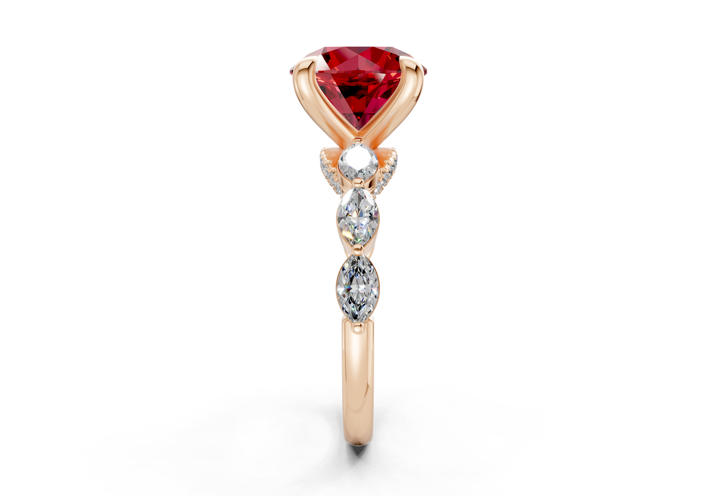 Liana Ruby Gemstone Accent Round Cut 2mm Engagement Ring
