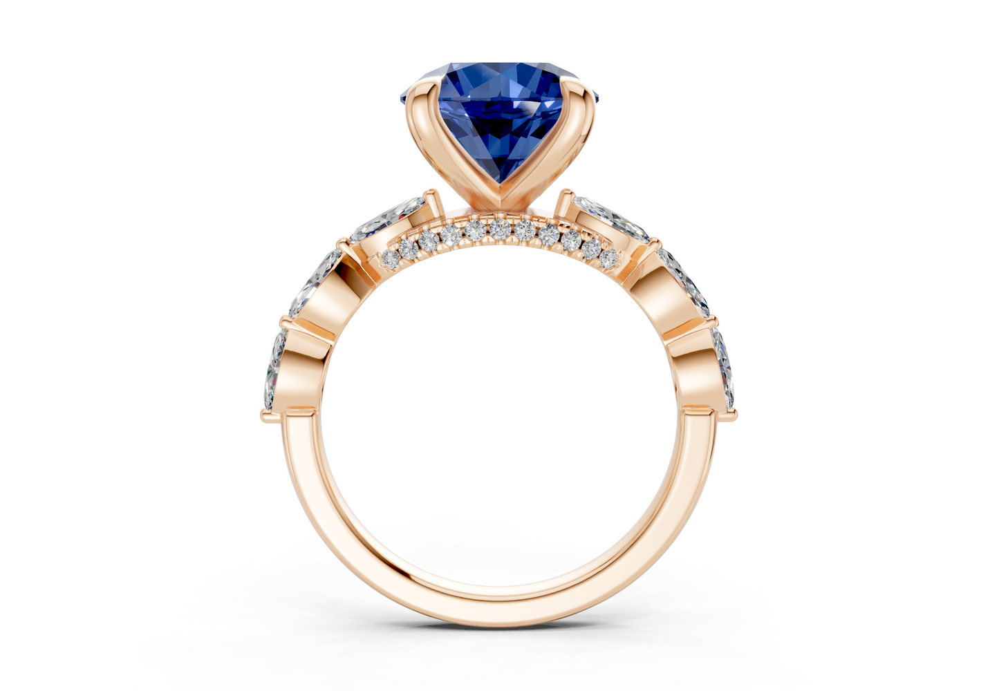 Liana Sapphire Gemstone Accent Round Cut 2mm Engagement Ring