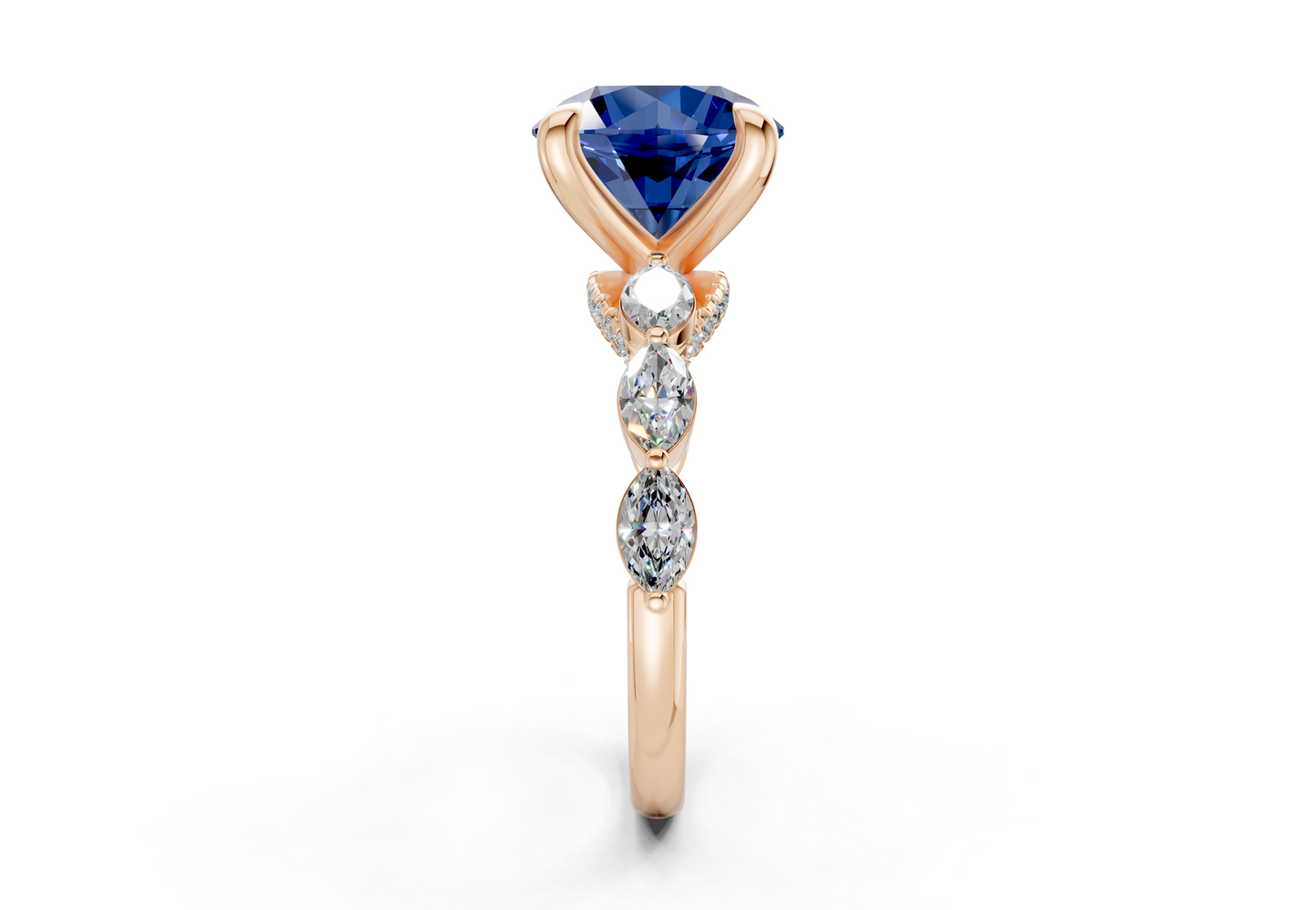 Liana Sapphire Gemstone Accent Round Cut 2mm Engagement Ring