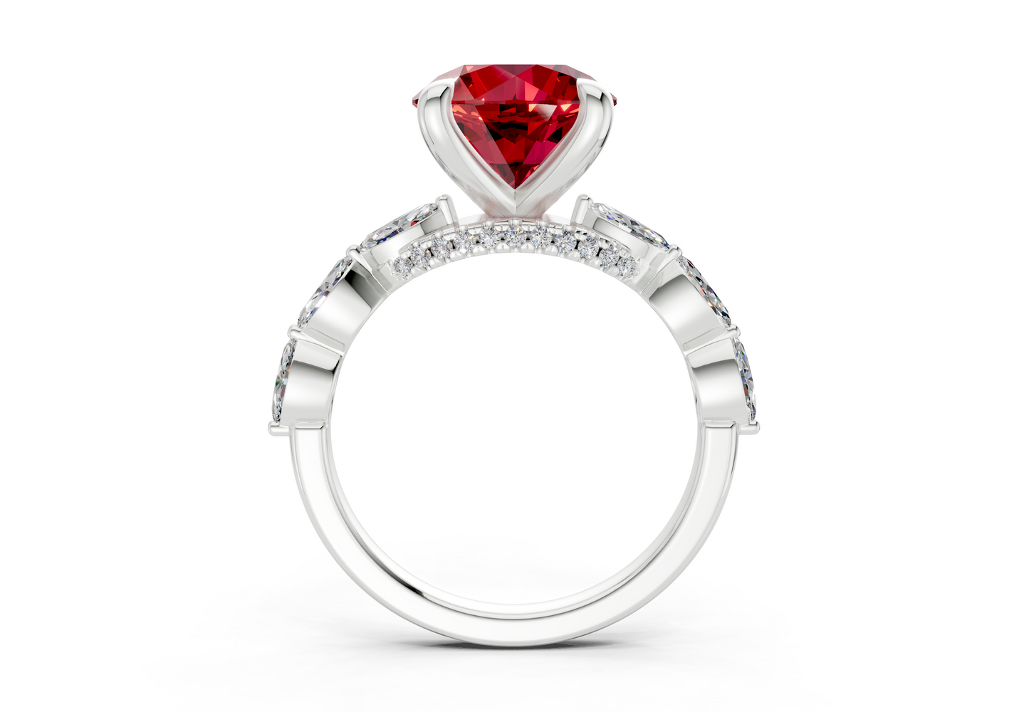Liana Ruby Gemstone Accent Round Cut 2mm Engagement Ring