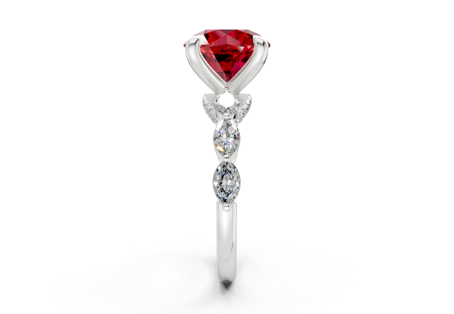 Liana Ruby Gemstone Accent Round Cut 2mm Engagement Ring