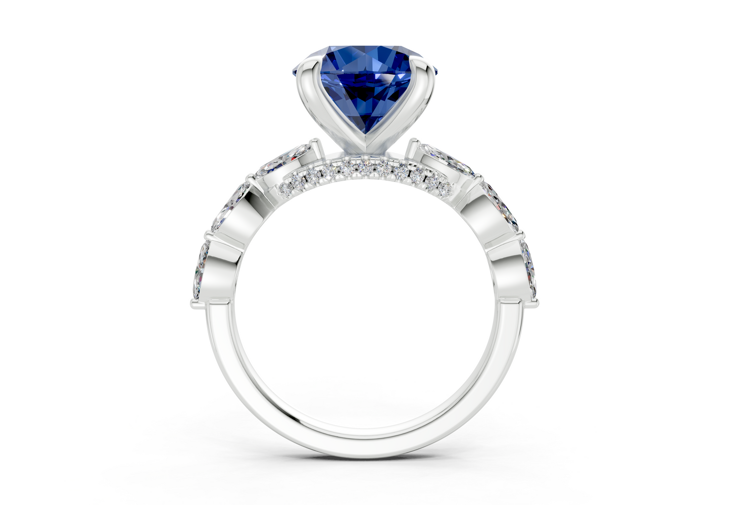 Liana Sapphire Gemstone Accent Round Cut 2mm Engagement Ring