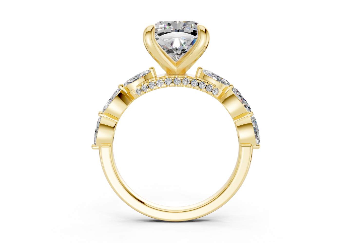 Liana Diamond Accent Cushion Square Cut 2mm Engagement Ring