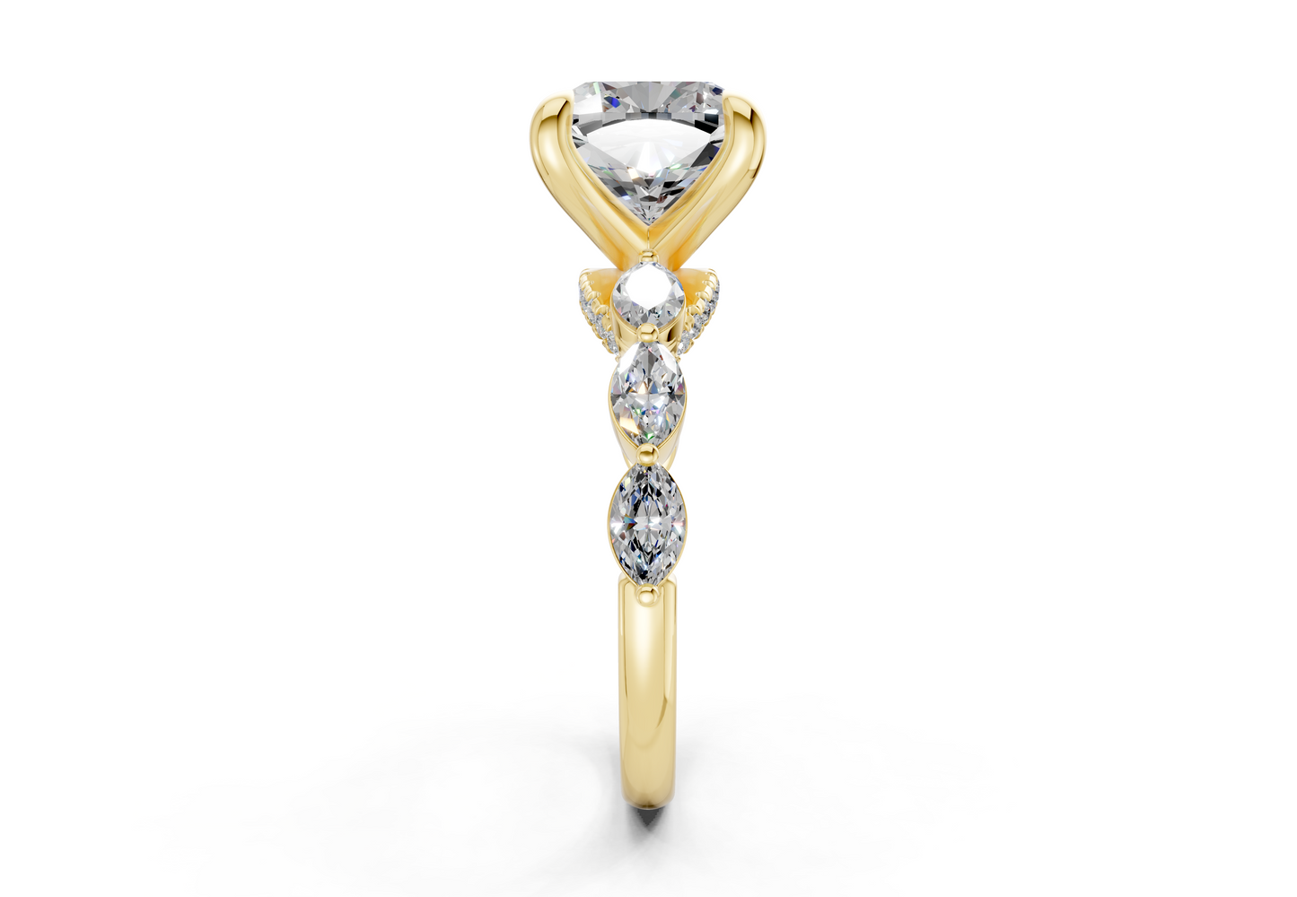 Liana Diamond Accent Cushion Square Cut 2mm Engagement Ring