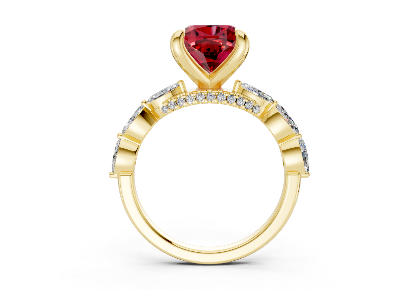 Liana Ruby Gemstone Accent Cushion Square Cut 2mm Engagement Ring