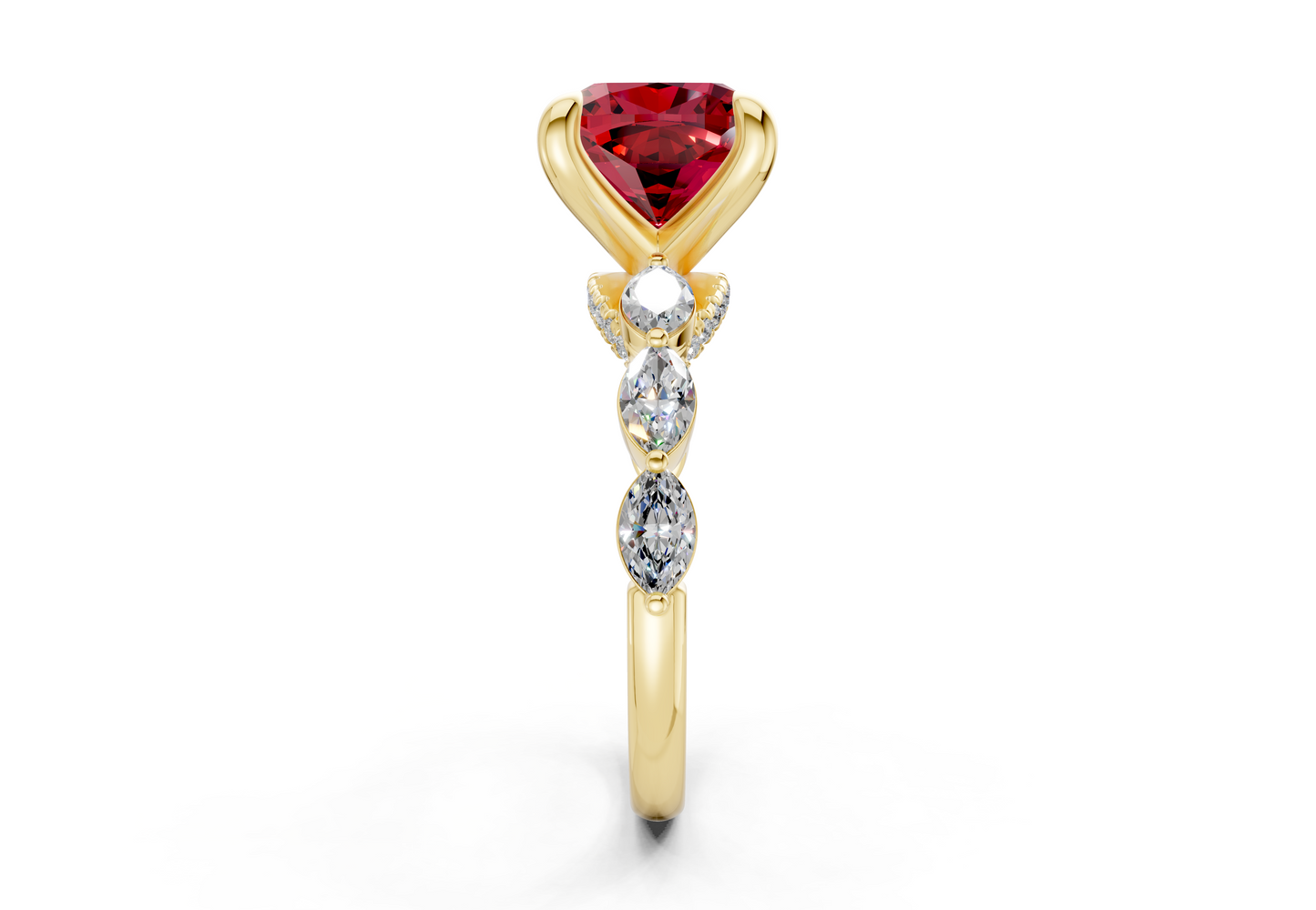 Liana Ruby Gemstone Accent Cushion Square Cut 2mm Engagement Ring