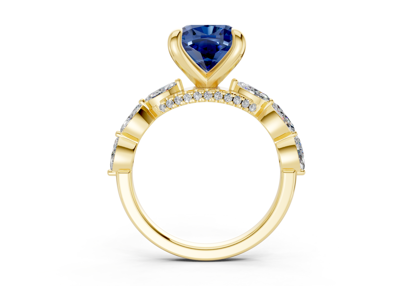 Liana Sapphire Gemstone Accent Cushion Square Cut 2mm Engagement Ring