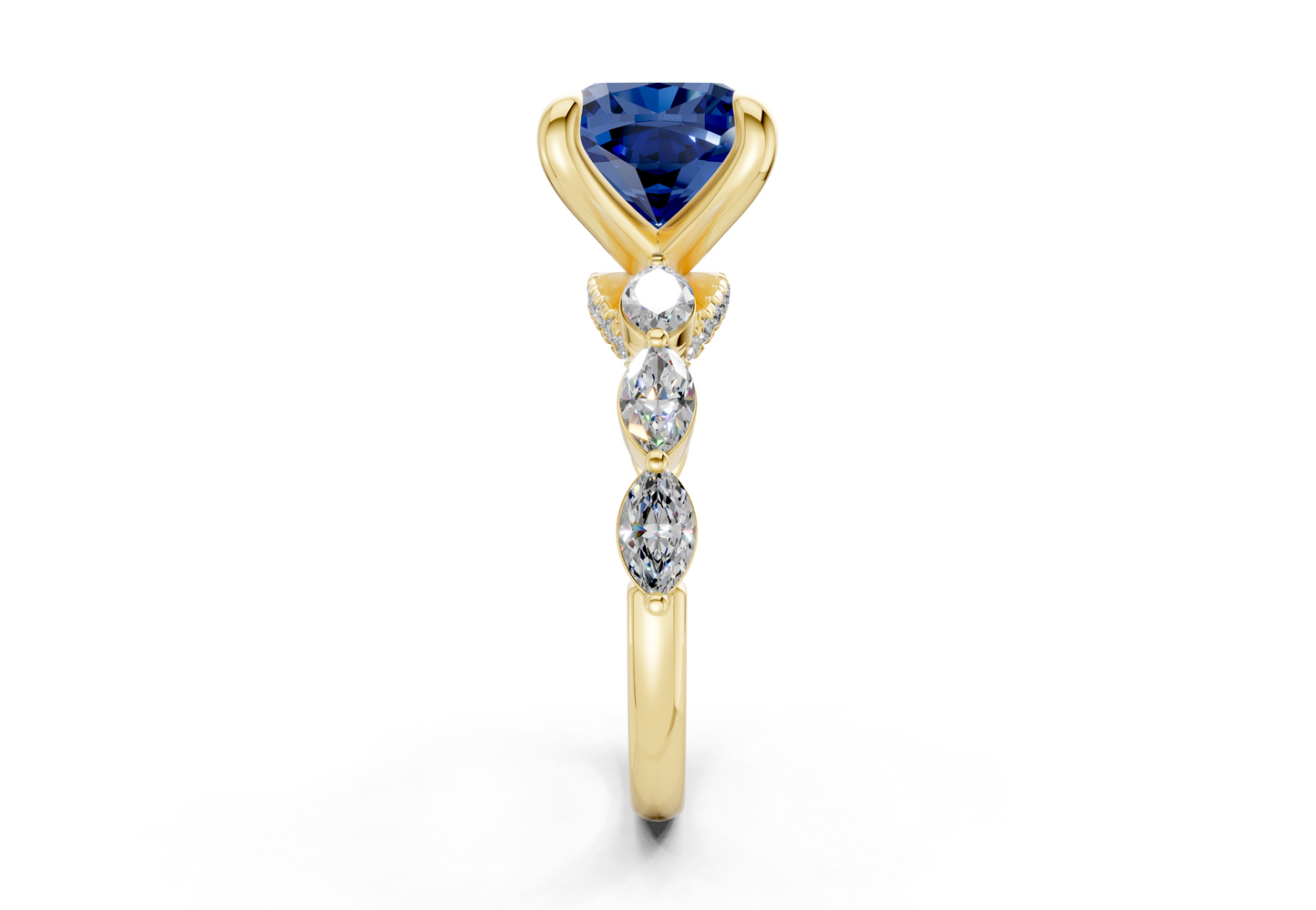 Liana Sapphire Gemstone Accent Cushion Square Cut 2mm Engagement Ring