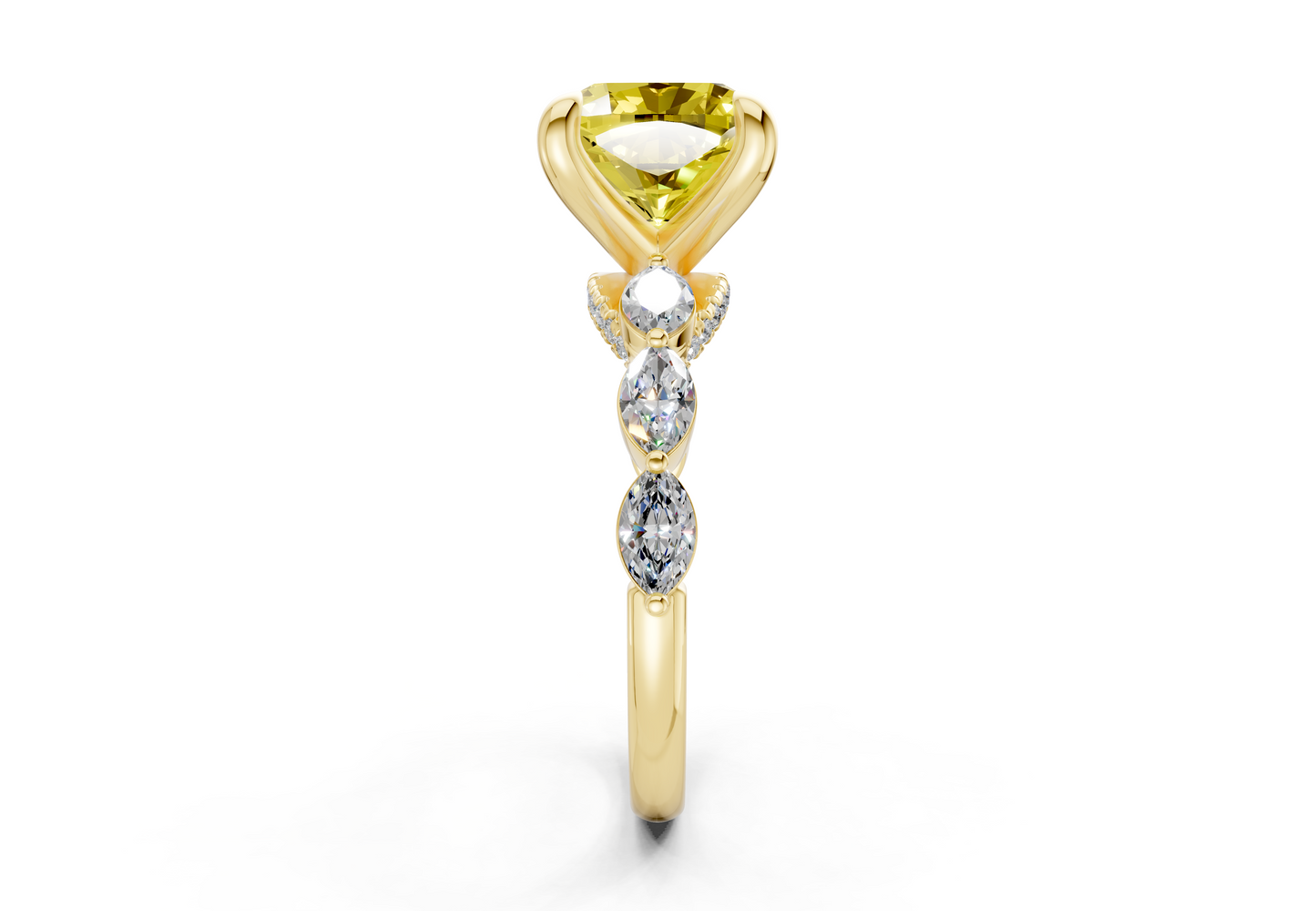 Liana Yellow Diamond Accent Cushion Square Cut 2mm Engagement Ring