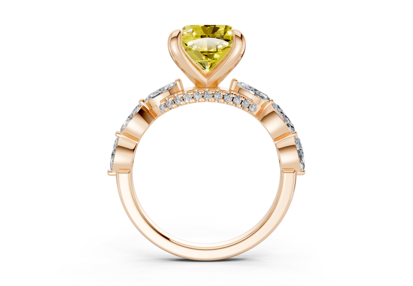 Liana Yellow Diamond Accent Cushion Square Cut 2mm Engagement Ring