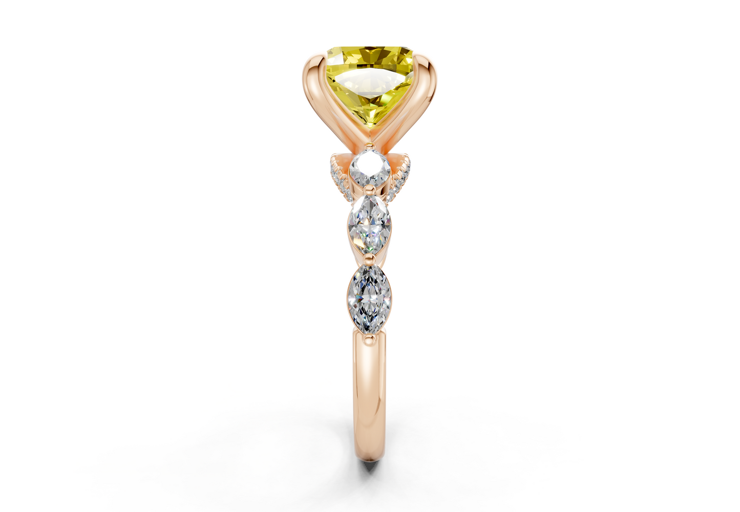 Liana Yellow Diamond Accent Cushion Square Cut 2mm Engagement Ring