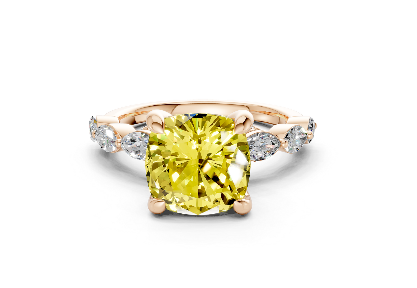 Liana Yellow Diamond Accent Cushion Square Cut 2mm Engagement Ring