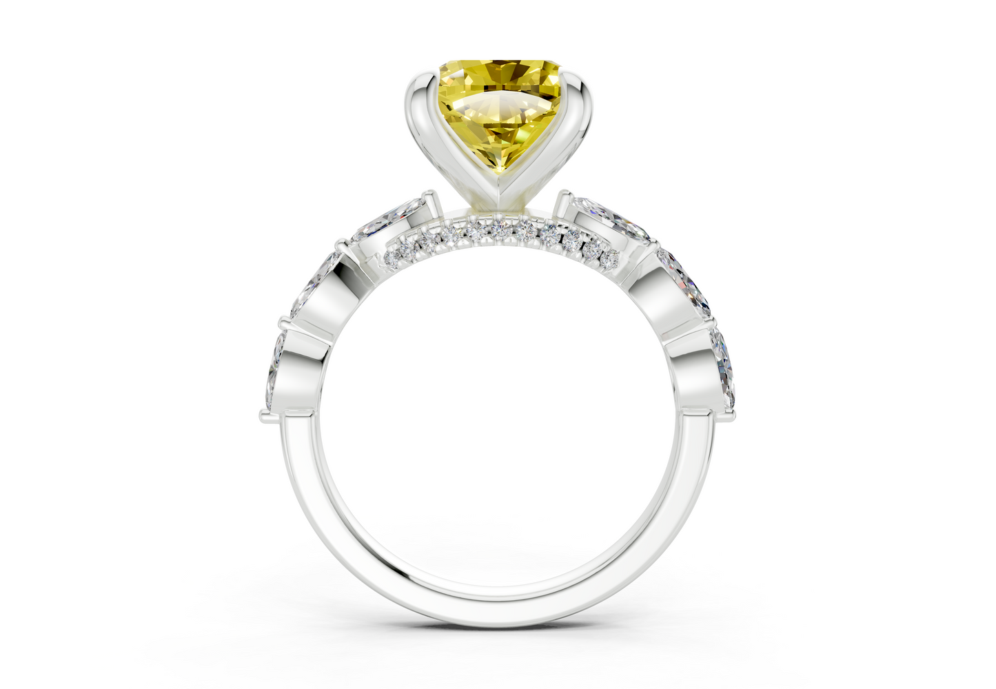 Liana Yellow Diamond Accent Cushion Square Cut 2mm Engagement Ring