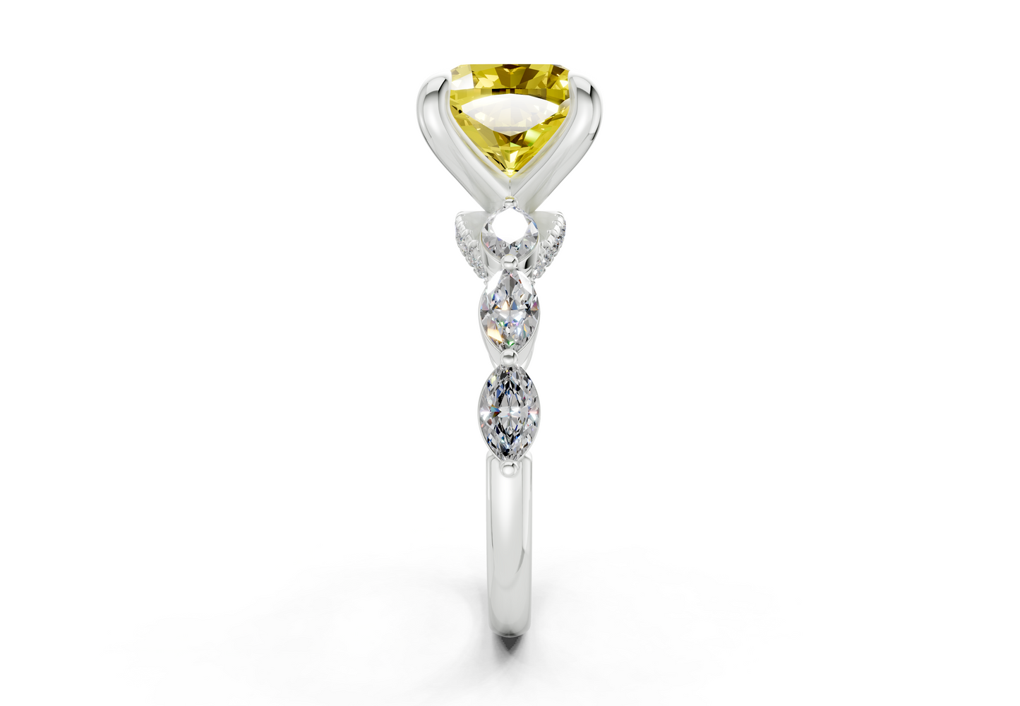 Liana Yellow Diamond Accent Cushion Square Cut 2mm Engagement Ring