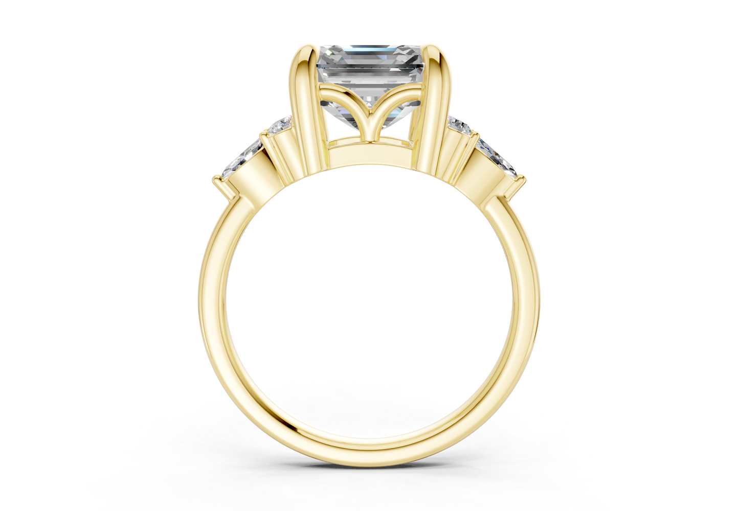 Lyra Diamond Accent Asscher Cut 1.8mm Engagement Ring