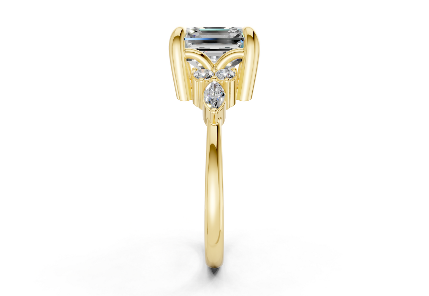 Lyra Diamond Accent Asscher Cut 1.8mm Engagement Ring