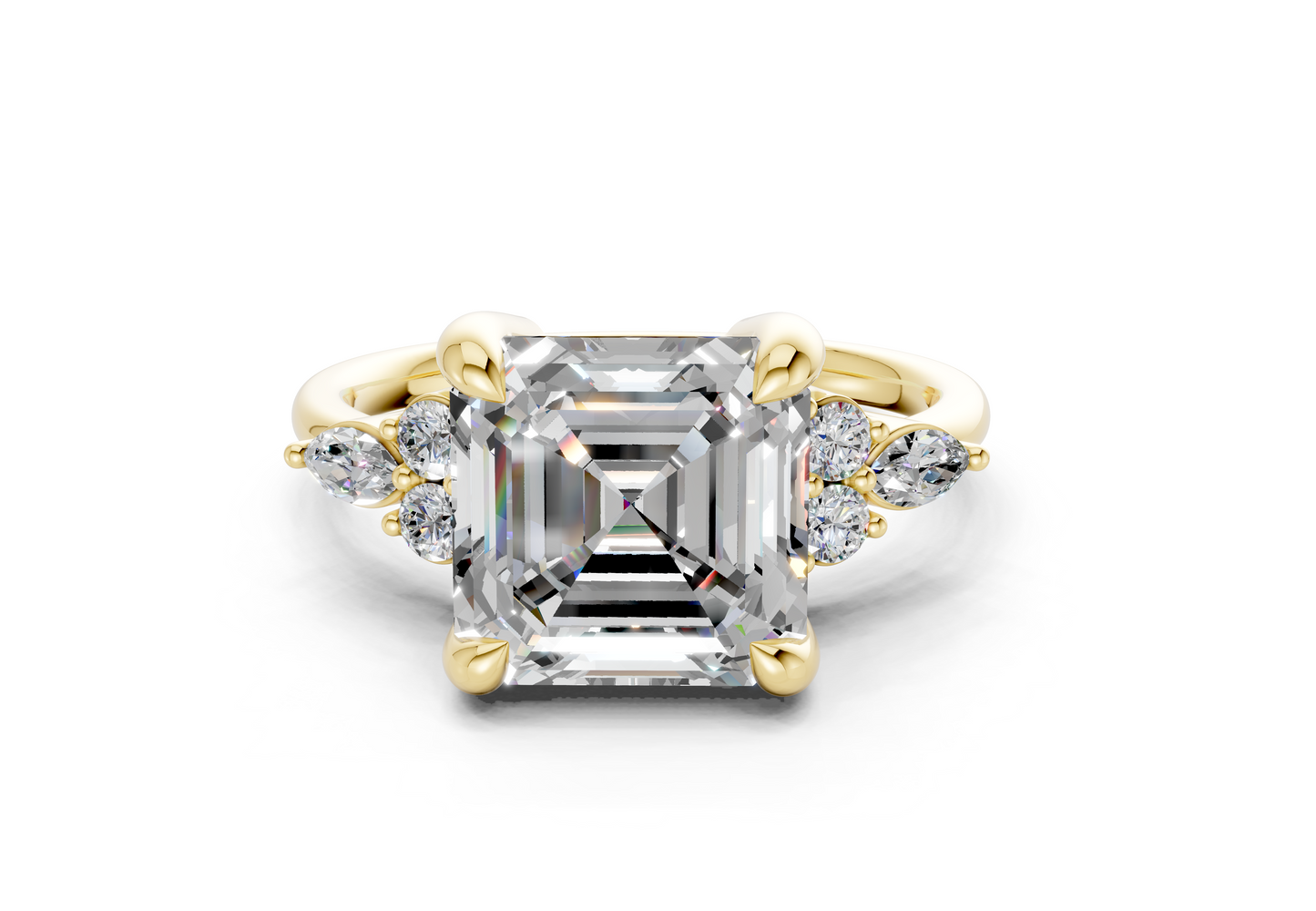 Lyra Diamond Accent Asscher Cut 1.8mm Engagement Ring
