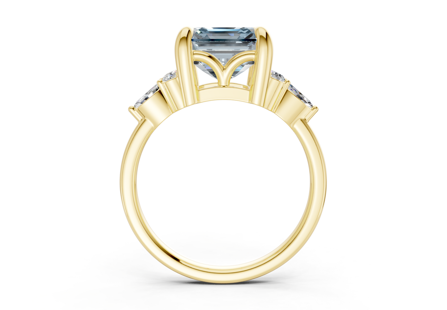 Lyra Blue Diamond Accent Asscher Cut 2mm Engagement Ring