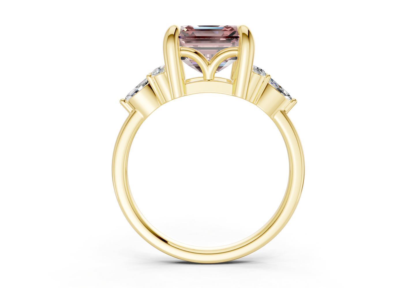 Lyra Pink Diamond Accent Asscher Cut 1.8mm Engagement Ring