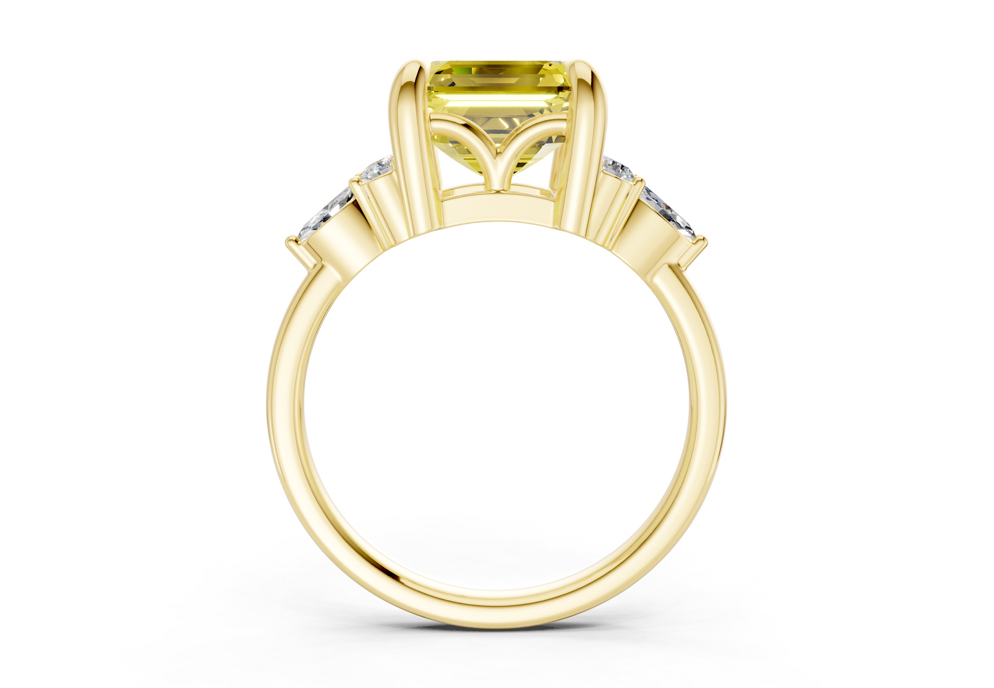 Lyra Yellow Diamond Accent Asscher Cut 2mm Engagement Ring