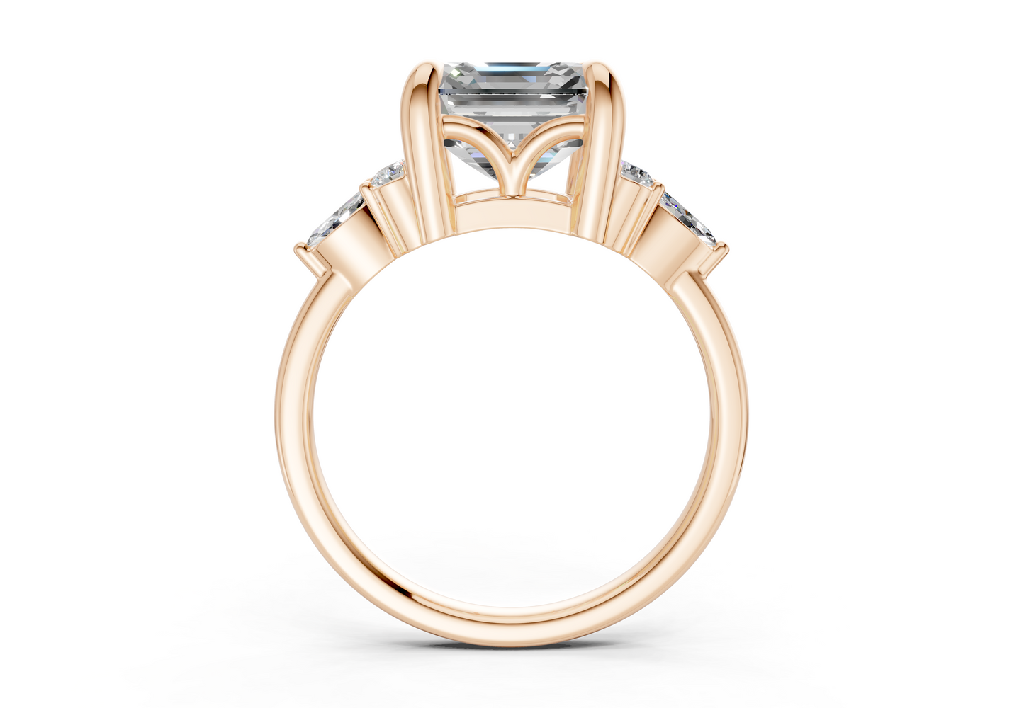 Lyra Diamond Accent Asscher Cut 1.8mm Engagement Ring