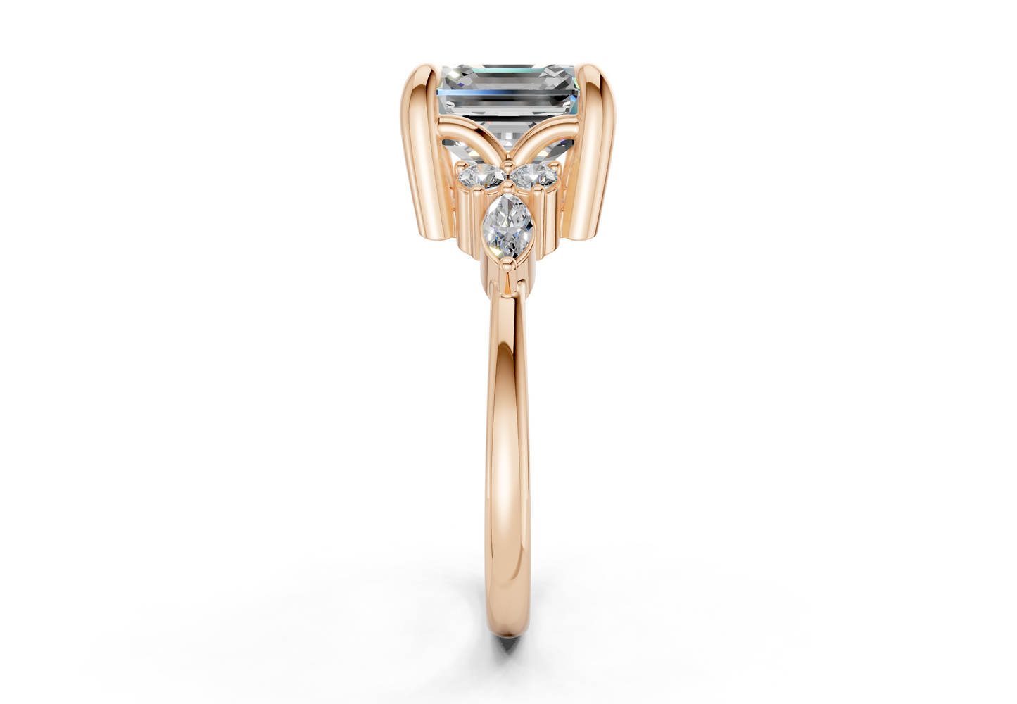 Lyra Diamond Accent Asscher Cut 1.8mm Engagement Ring
