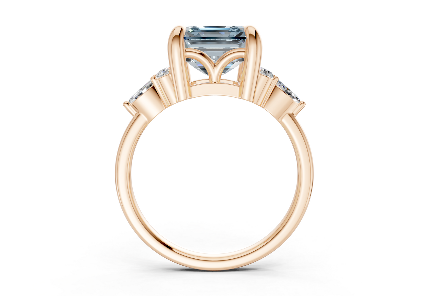 Lyra Blue Diamond Accent Asscher Cut 2mm Engagement Ring