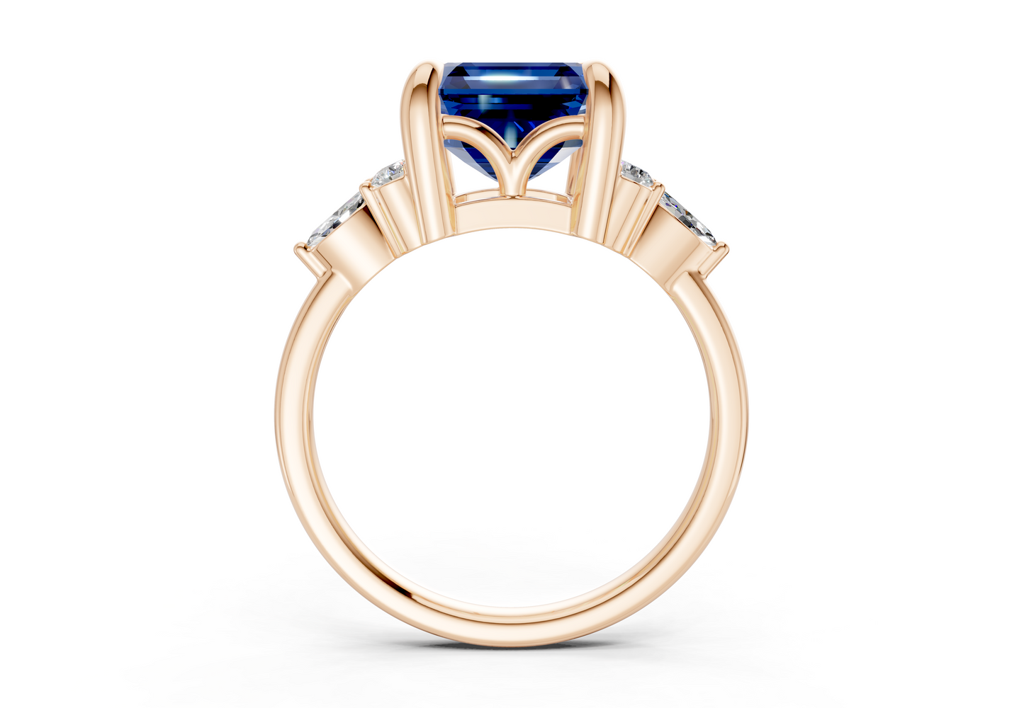 Lyra Sapphire Gemstone Accent Asscher Cut 1.8mm Engagement Ring