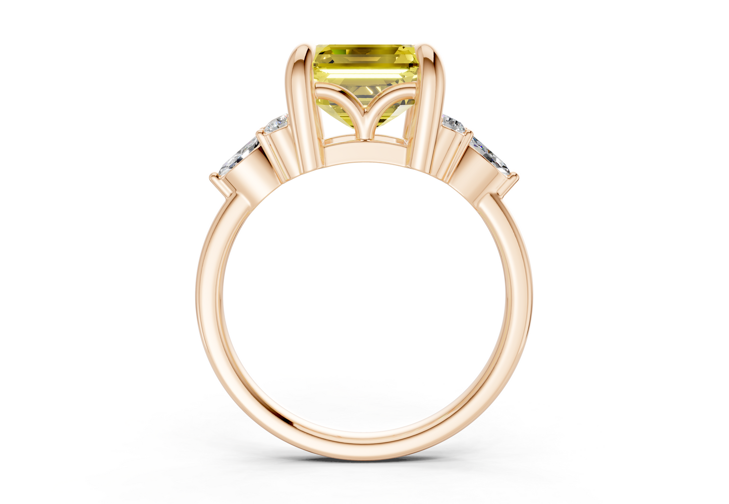 Lyra Yellow Diamond Accent Asscher Cut 2mm Engagement Ring