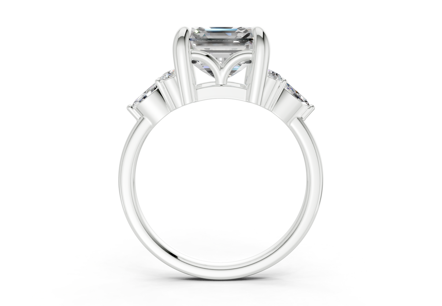 Lyra Diamond Accent Asscher Cut 2mm Engagement Ring