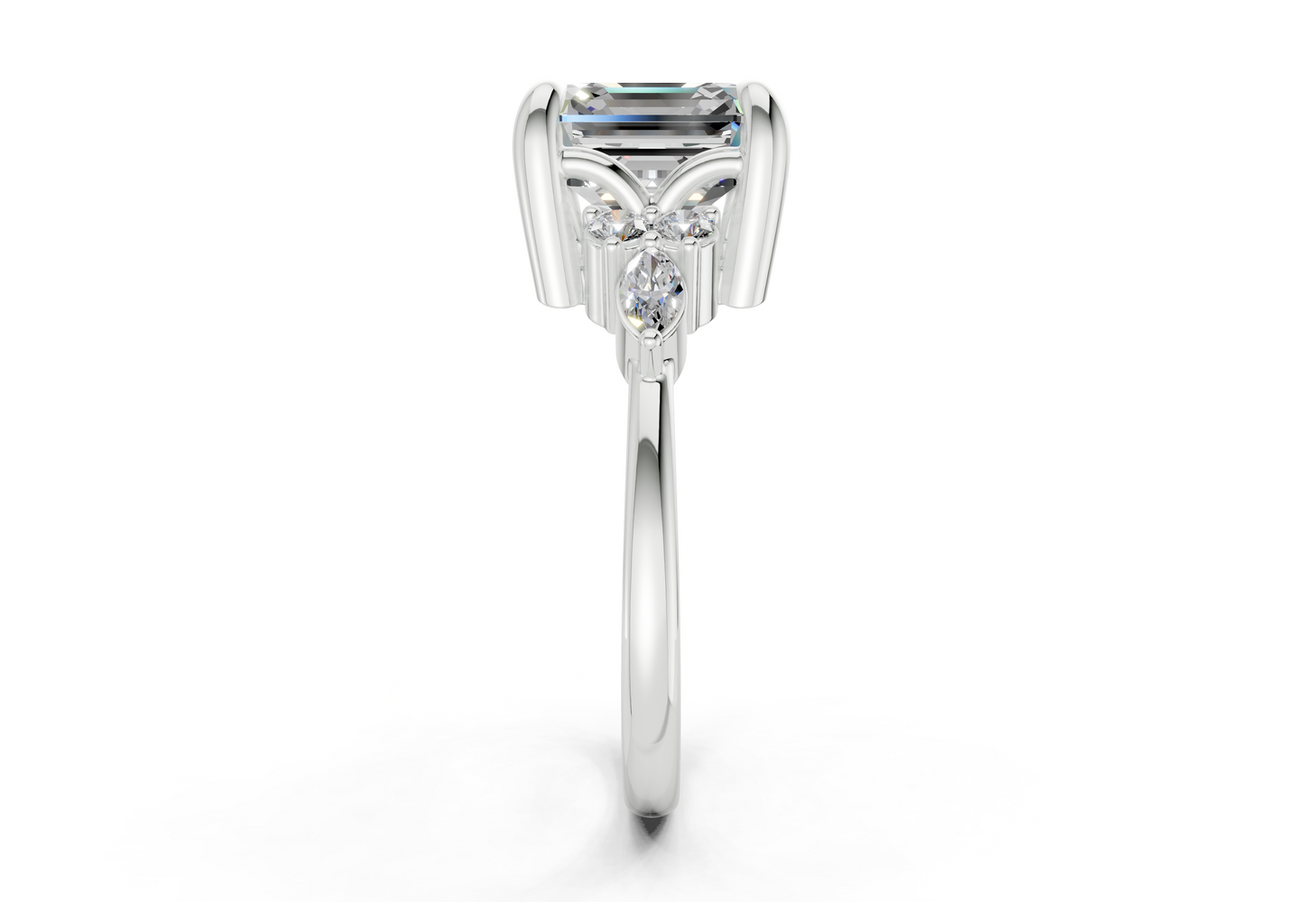 Lyra Diamond Accent Asscher Cut 1.8mm Engagement Ring