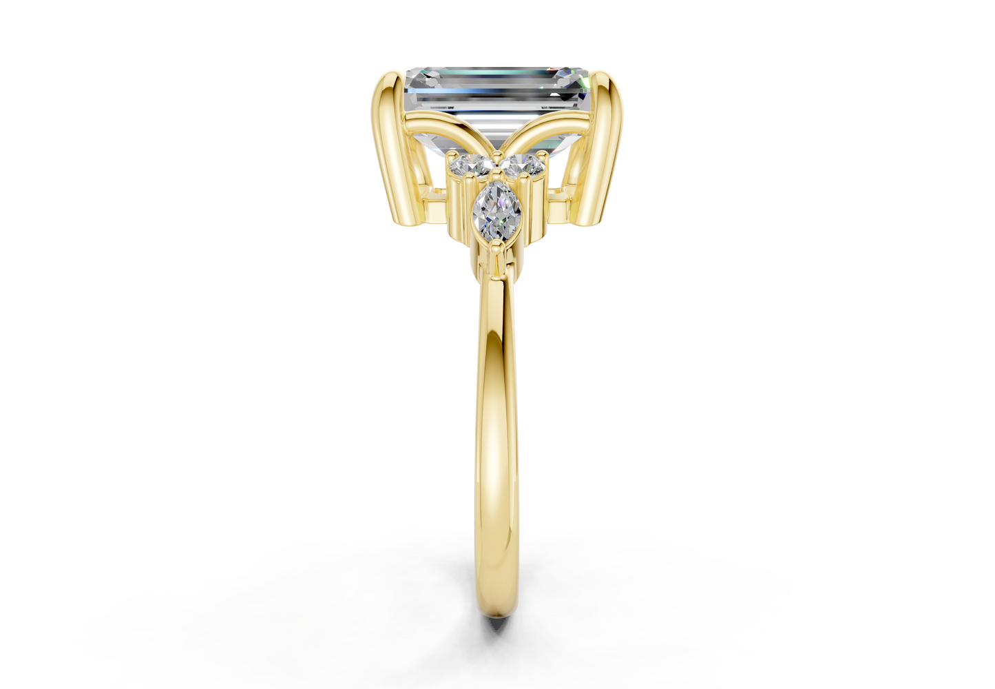 Lyra Diamond Accent Emerald Cut 2.3mm Engagement Ring