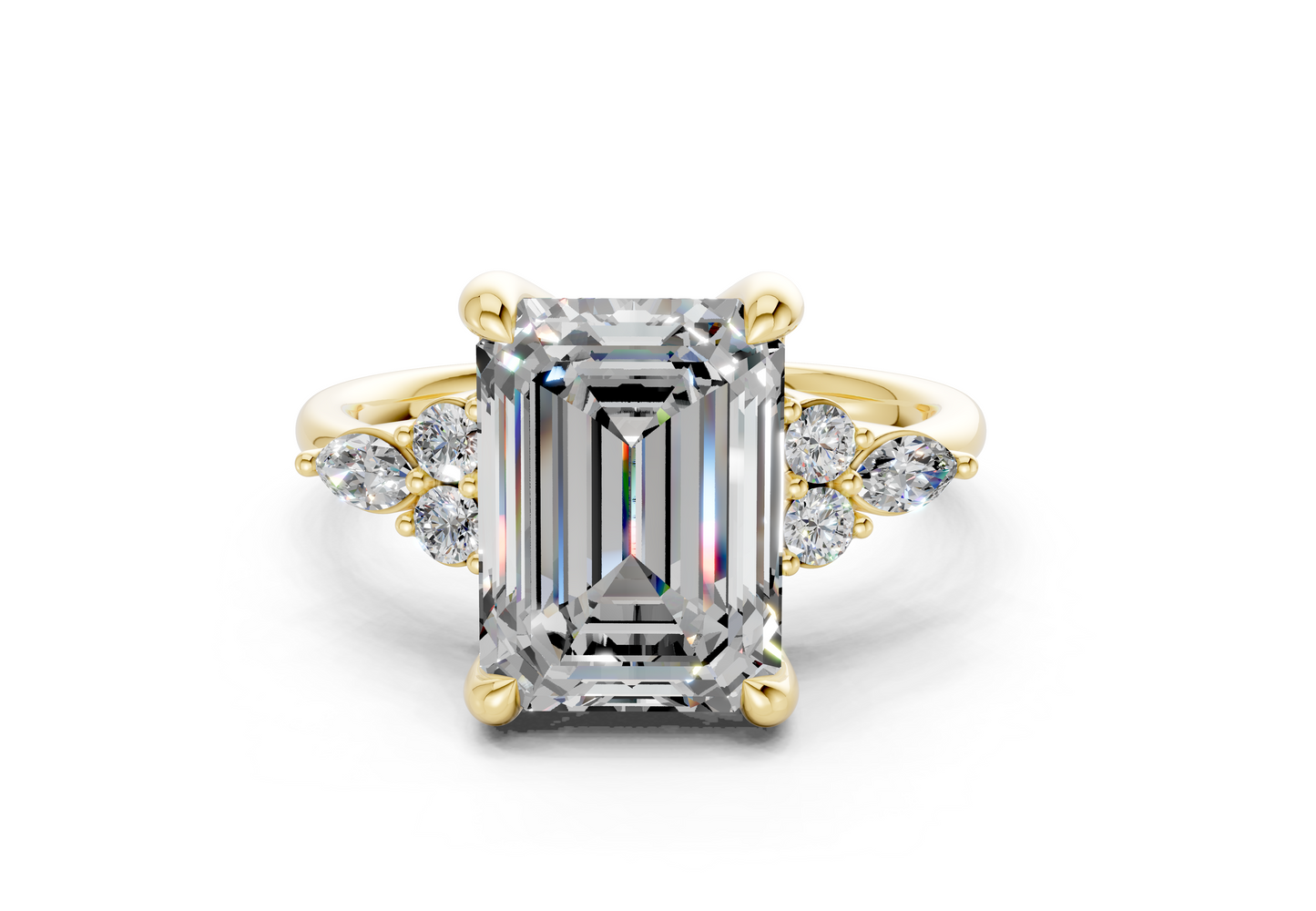 Lyra Diamond Accent Emerald Cut 2.3mm Engagement Ring