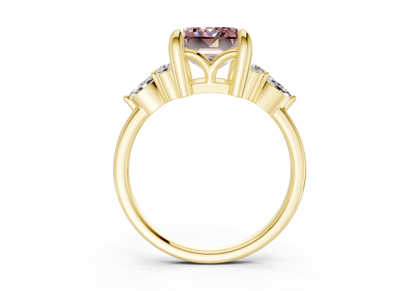 Lyra Pink Diamond Accent Emerald Cut 2mm Engagement Ring