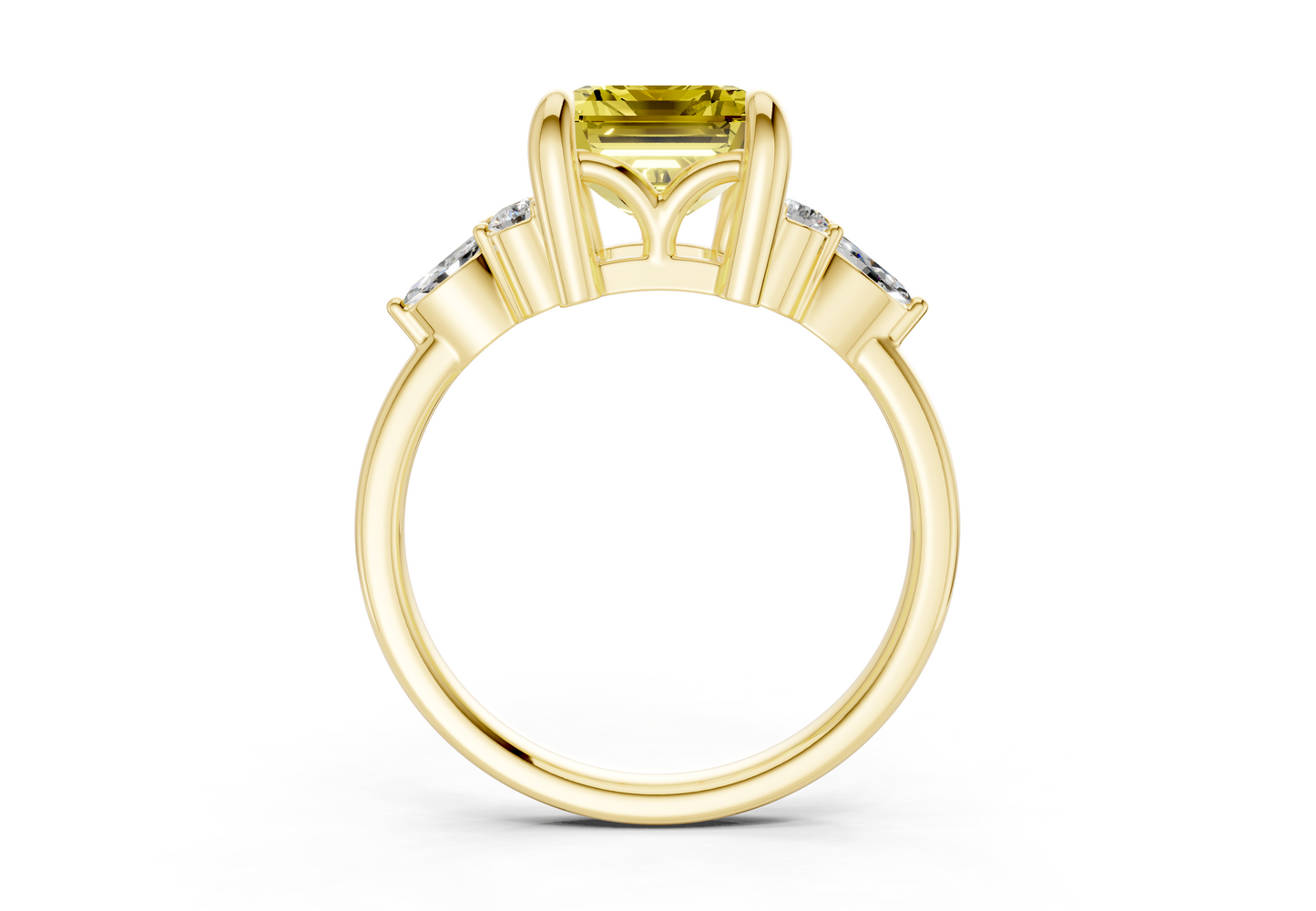 Lyra Yellow Diamond Accent Emerald Cut 1.8mm Engagement Ring
