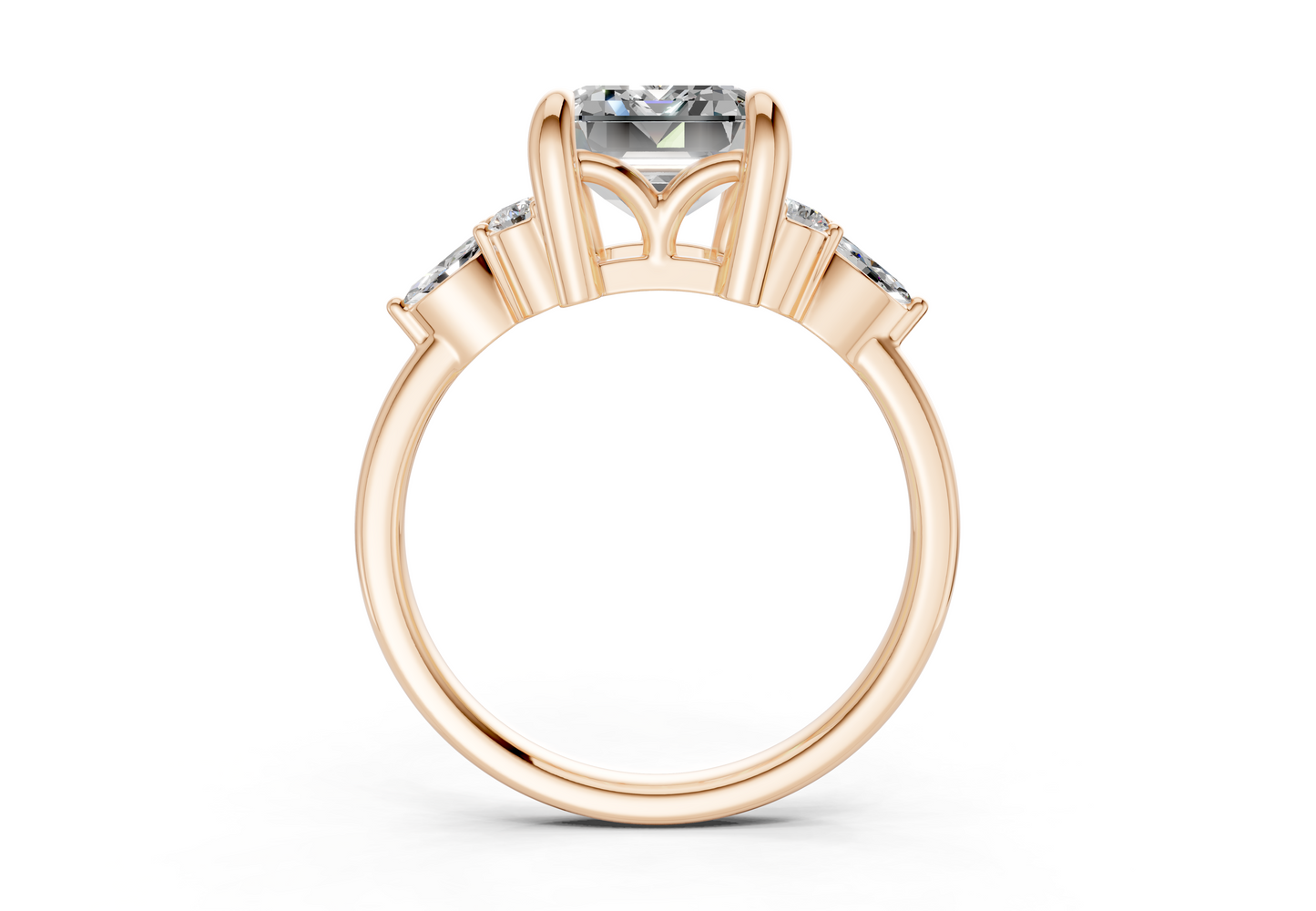 Lyra Diamond Accent Emerald Cut 2.3mm Engagement Ring