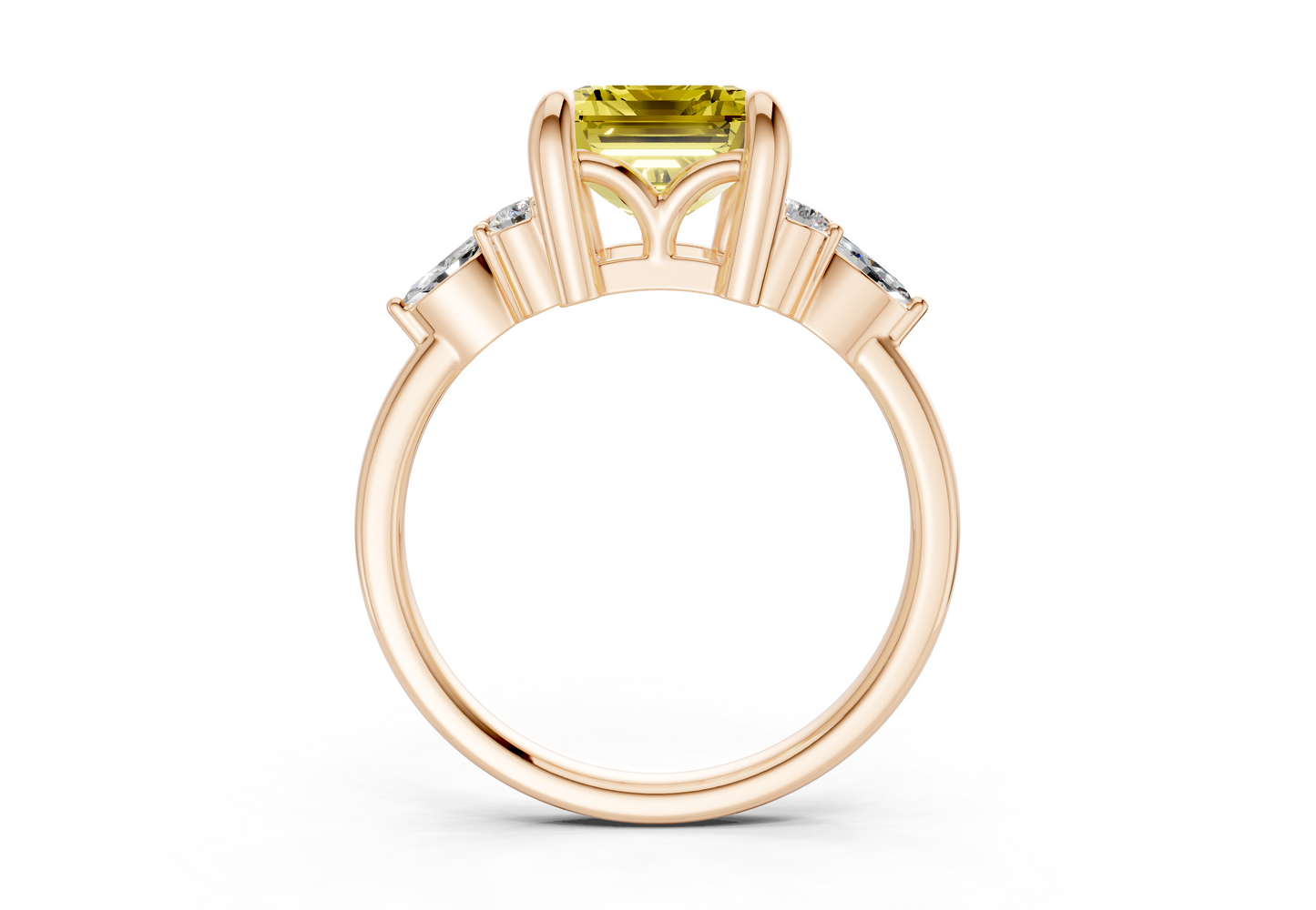 Lyra Yellow Diamond Accent Emerald Cut 2.3mm Engagement Ring